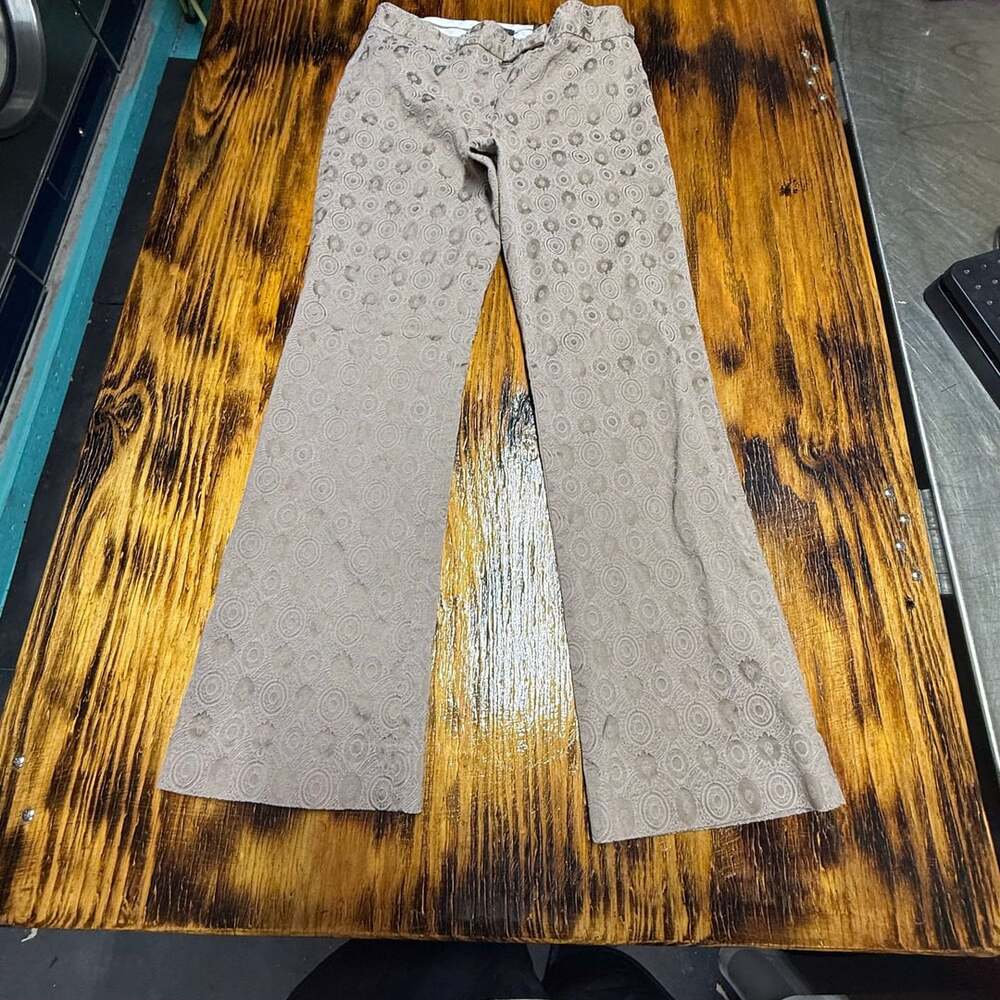 Tahari Jacquard Pants Size 4 Taupe Brown Circle Pattern
